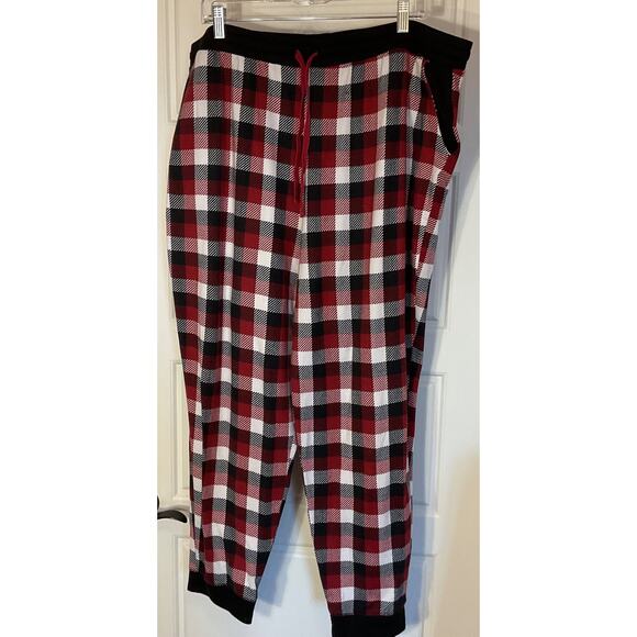 Cuddle Duds 2pc Red Plaid Henley Knit Lounge Suit with Pockets Plus 2XL - Picture 3 of 8